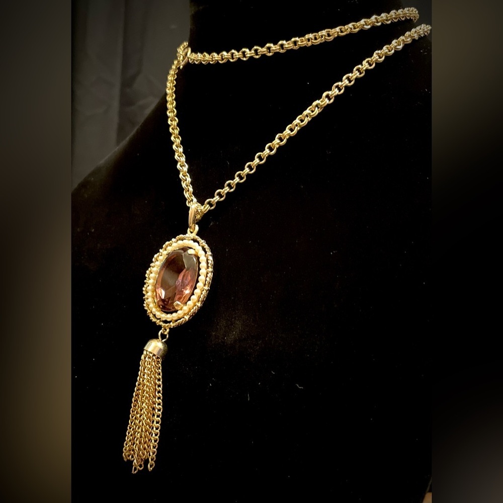 Vintage AVON rose tone stone pendant necklace​​​ - Picture 6 of 6